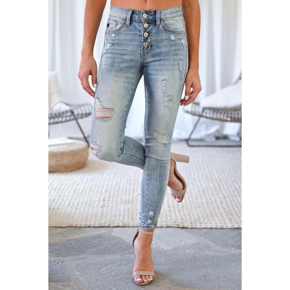 LAST 1! 5🌟 SELLER Billie Split Ankle Distress Skinny Jean - Picture 3 of 8